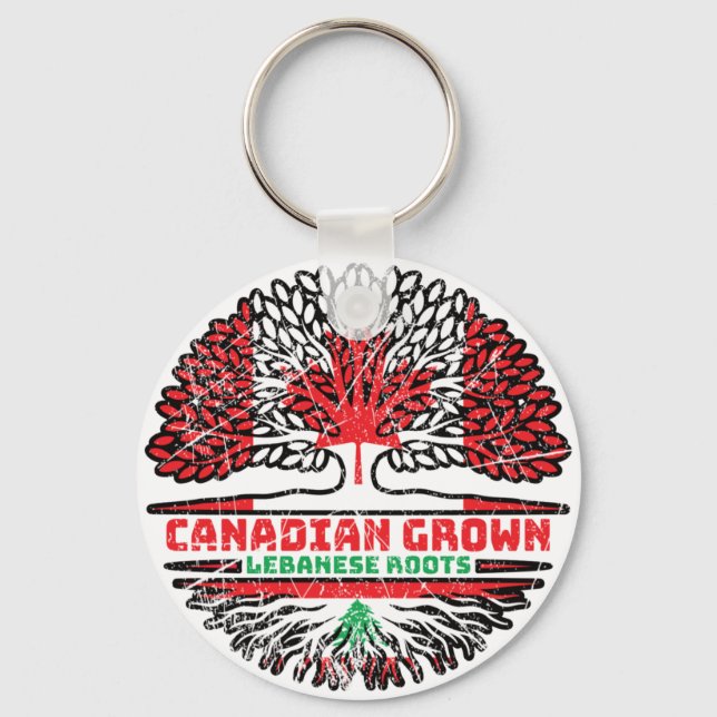 Chaveiro Líbano Libanês Canadá Árvore Bandeira do Canadá (Frente)