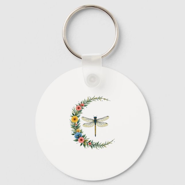 Chaveiro Libélula Boho Lua Crescente Símbolo de Paz Hippie  (Frente)