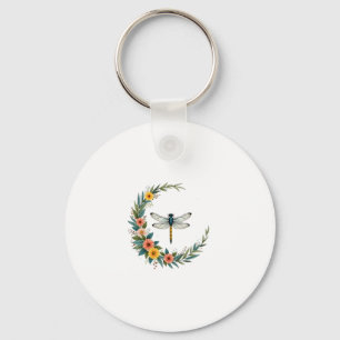 Chaveiro Libélula Boho Lua Crescente Sinal de Paz Hippie Dr