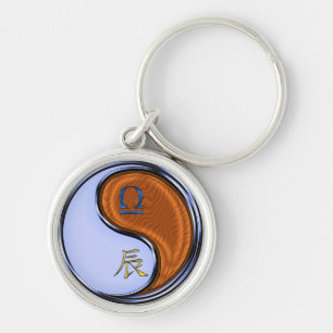 Chaveiro Libra e Dragão de Madeira