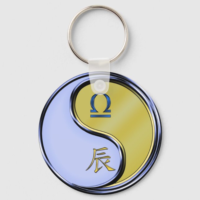 Chaveiro Libra e Dragão Metálico (Frente)