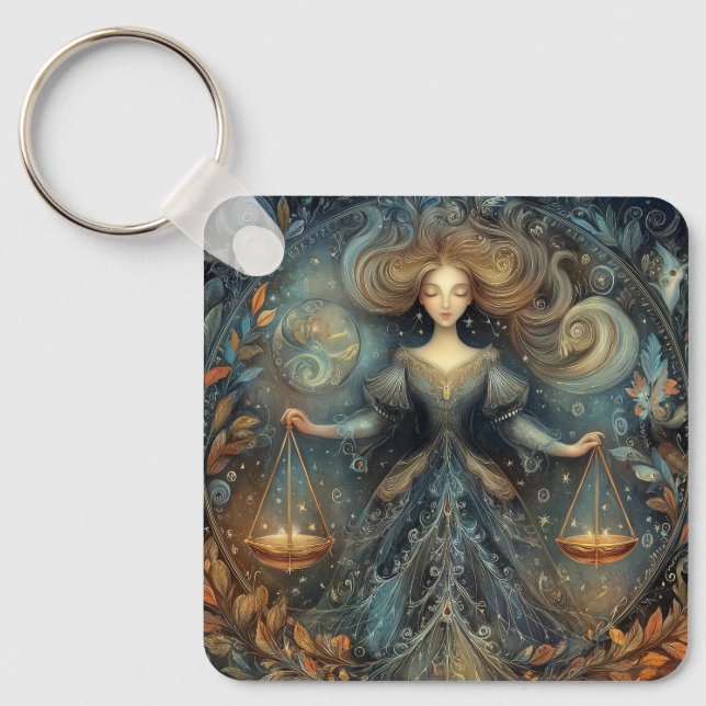 Chaveiro Libra Scales Zodiac Astrology Mystical Birthday (Frente)
