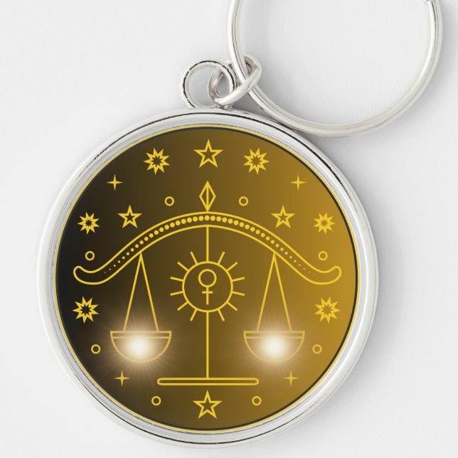 Chaveiro Libra Zodiac Emblem | Minimal Celestial Symbol (Frente)