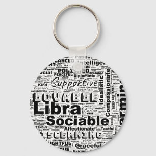 Chaveiro Libra Zodiac Word Cloud Inspiração