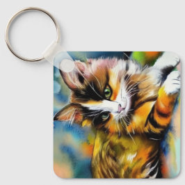 Chaveiro Liegende Katze, Aquarell -