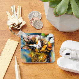 Chaveiro Liegende Katze, Aquarell -