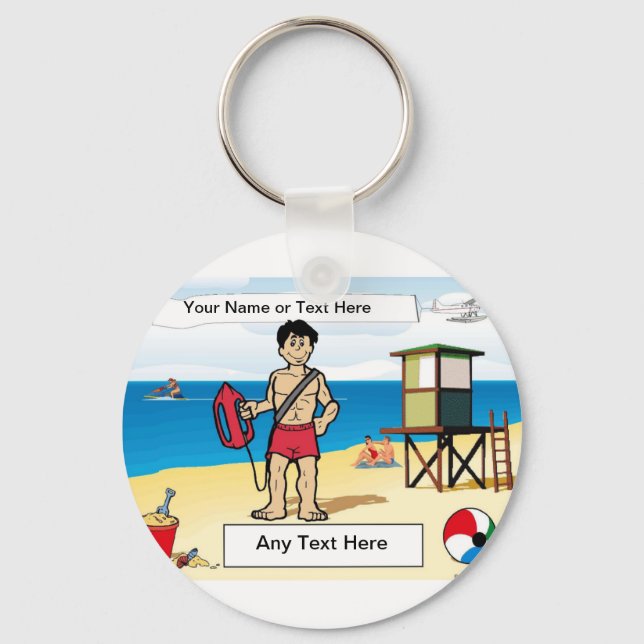 Chaveiro Lifeguard - Cartoon masculino por PrintedPerfectio (Frente)