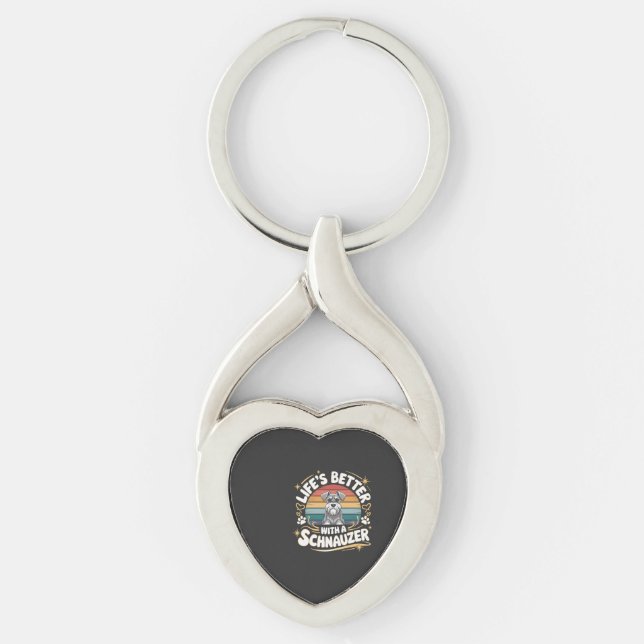 Chaveiro Life's Better With A Schnauzer Dog Vintage (Frente)