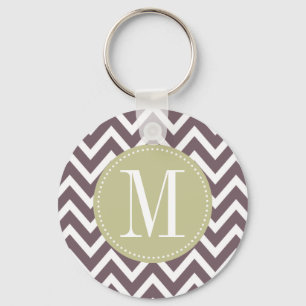 Chaveiro Light Green and Purple Chevron Custom Monogram