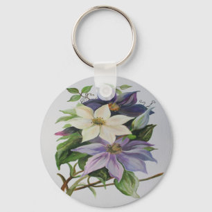 Chaveiro Lilac Clematis Vine - Pintura em acrílico