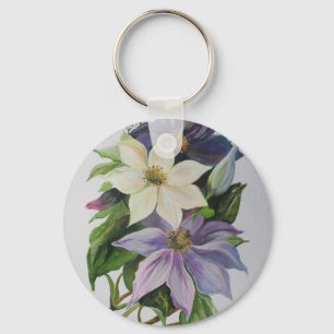 Chaveiro Lilac Clematis Vine - Pintura em acrílico