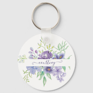 Chaveiro Lilac floral personalizada em aquarela 