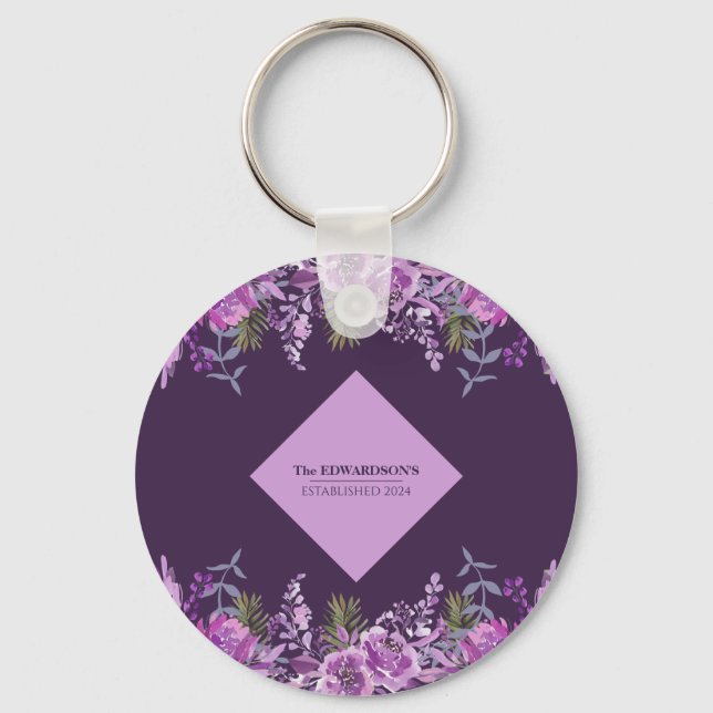 Chaveiro Lilac Lush: Folhagem e Blooms Unem-se (Frente)