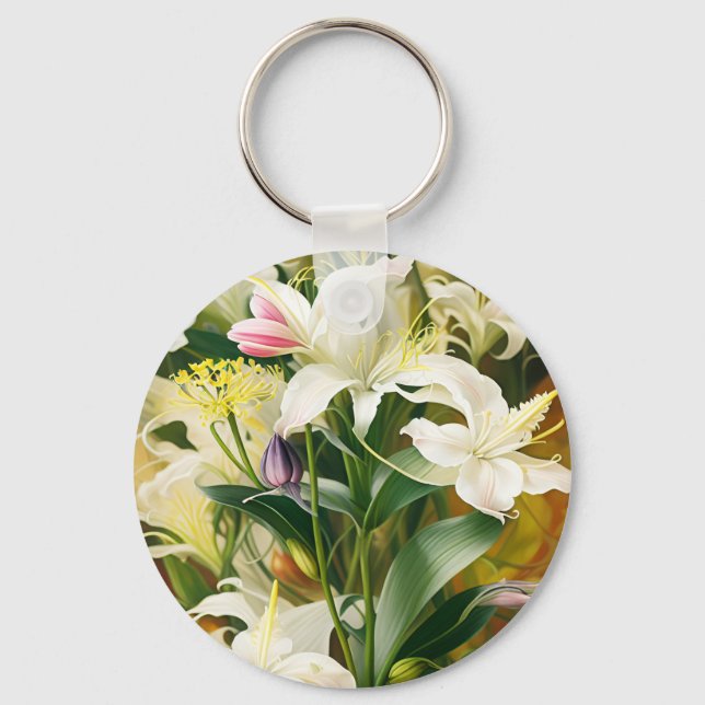 Chaveiro Lilases Brancas em Flor (Frente)