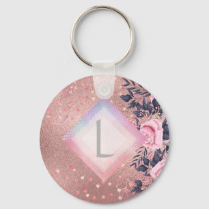 Chaveiro Lilibet Monographic Rosegold Floral ajustado para 