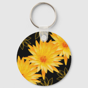Chaveiro Lillies pretos & amarelos elegantes -