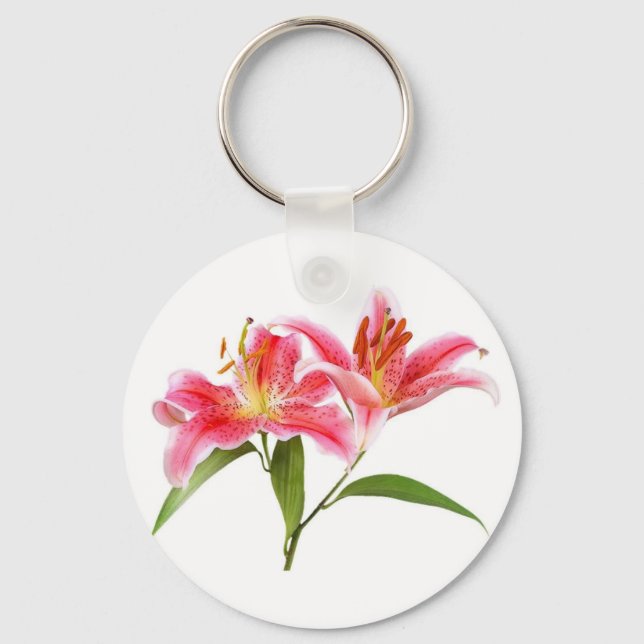 Chaveiro lily de tigre rosa - personalizável (Frente)