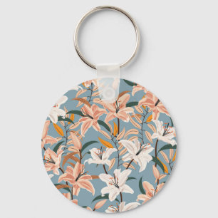 Chaveiro Lily Floral Blue Vintage Impressão