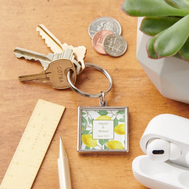 Chaveiro Limões Amarelos Dourados modernos deixam a chave d (Mesa)