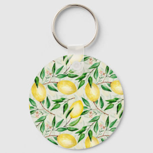 Chaveiro Limões de aquarela, padrão de fruta sem costura.