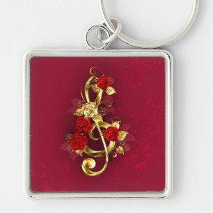 Chaveiro Limpeza de ouro com Flores Rosa
