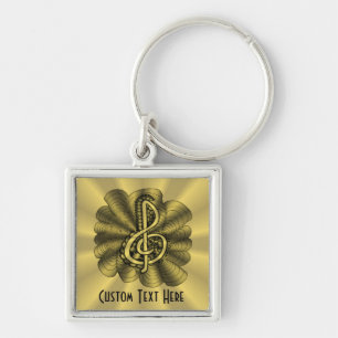 Chaveiro Limpeza Dourada de Treble de Música Personalizada