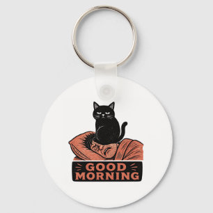 Chaveiro Lince Sarcástico Gato Preto Bom Dia Meme