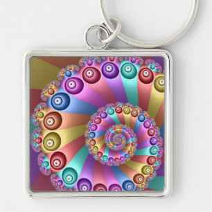 Chaveiro Linda Arco-Íris Colores Abstrato de Arte Fractal