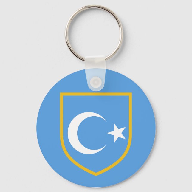 Chaveiro Linda bandeira do Turquestão Oriental Xinjiang (Frente)