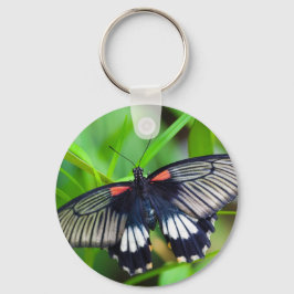 Chaveiro Linda borboleta negra, branca e vermelha