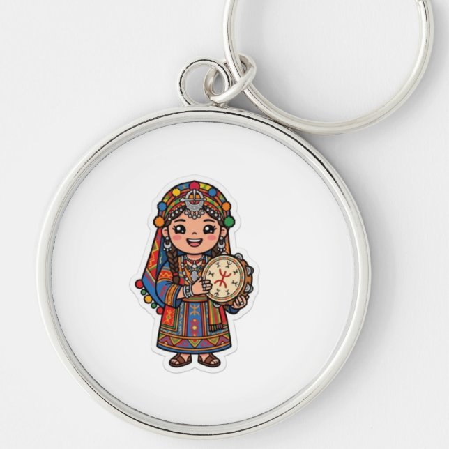 Chaveiro Linda Kawaii Amazigh Berber Mulher (Frente)