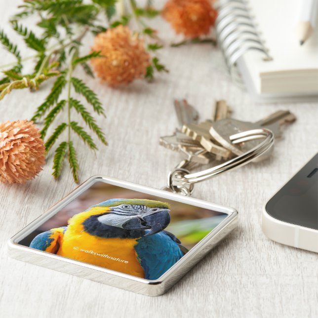 Chaveiro Linda Mara Azul e Dourada (Lateral)