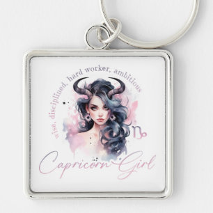 Chaveiro Linda Menina de Capricórnio Com Traços