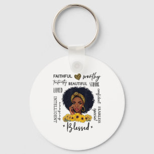 Chaveiro Linda Mulher Negra Afro-Americana Girassol L