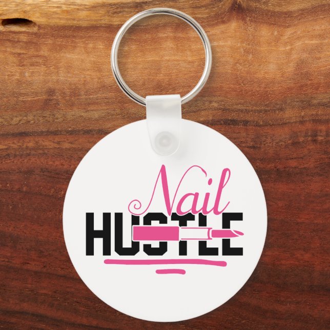 Chaveiro Linda Nail Hustle Girl Rosa (Verso)