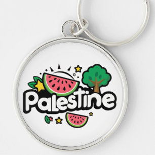 Chaveiro Linda palavra Palestina cercada pela árvore de mel