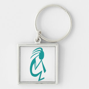 Chaveiro Linda pintura Teal Kokopelli