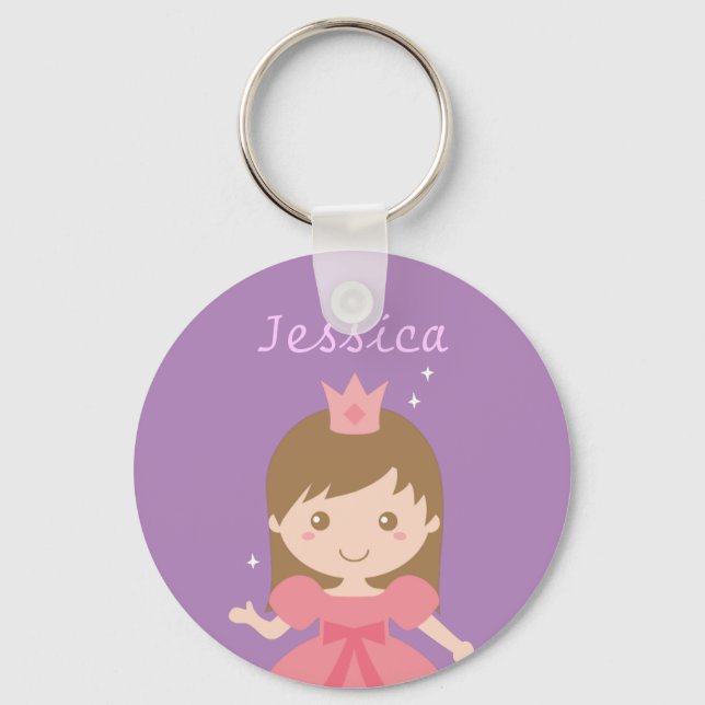 Chaveiro Linda Princesa, Rosa para Meninas Pequenas (Frente)