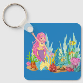 Chaveiro Linda sereia PINK HAIR tocando no mar