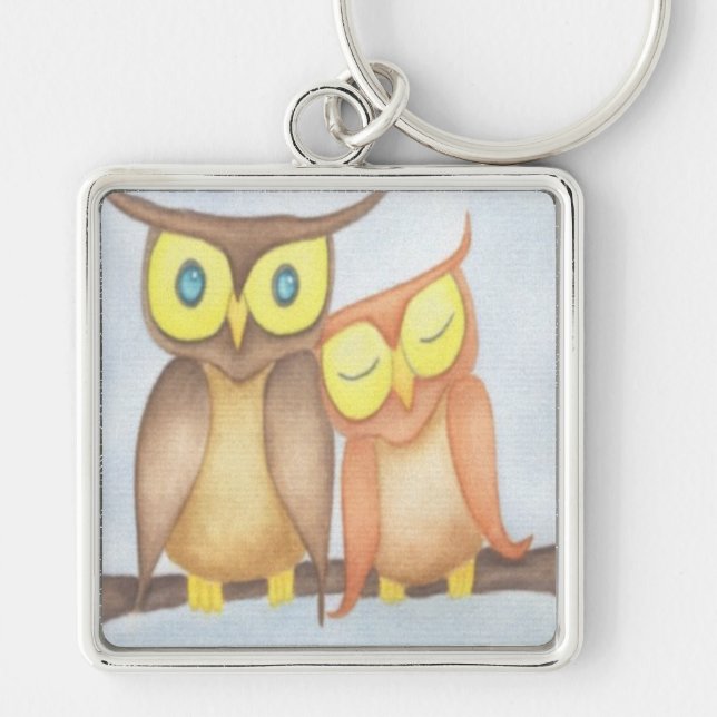 Chaveiro Linda Watercolor Owl Lovers (Frente)