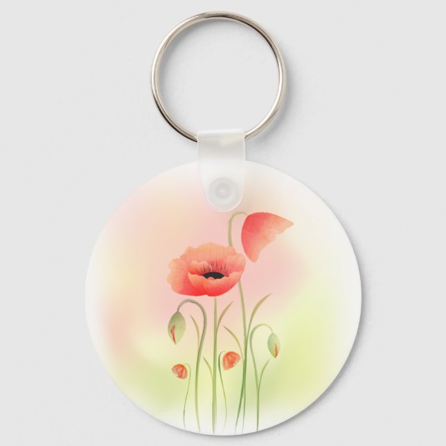 Chaveiro Linda Watercolor Poppy Flower (Frente)