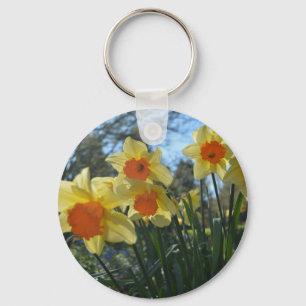 Chaveiro Lindas flores primavera amarelas, daffodilas laran