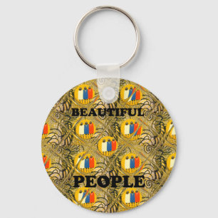 Chaveiro Lindas Pessoas de cores tradicionais africanas