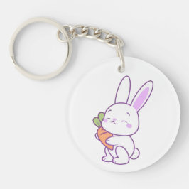 Chaveiro Lindo Acrílico de Coelho Kawaii Pastel Roxo e Ceno