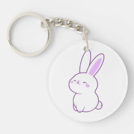 Chaveiro Lindo Acrílico de Coelho Sentado Roxo Pastel Kawai