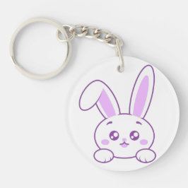 Chaveiro Lindo Acrílico Roxo Pastel Kawaii Coelho Espiando