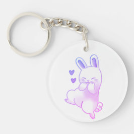 Chaveiro Lindo Acrílico Roxo Pastel Kawaii de Coelho Risonh