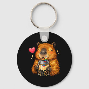 Chaveiro Lindo Capivara Kawaii Anime Bebendo Bubble Tea