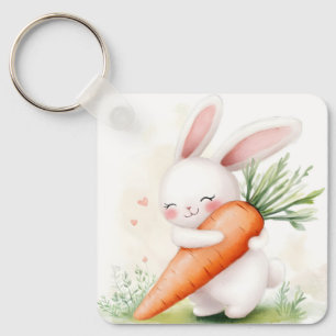 Chaveiro Lindo Coelho de Aquarela da Primavera Cenoura