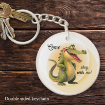 Lindo Crocodilo Sorridente de Desenho "Venha Brinc